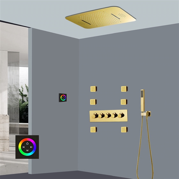 FONTANA CRETEIL RAINFALL WATERFALL THERMOSTATIC LED SMART MUSICAL SHOWER HEAD SET TOUCH PANEL CONTROLLED